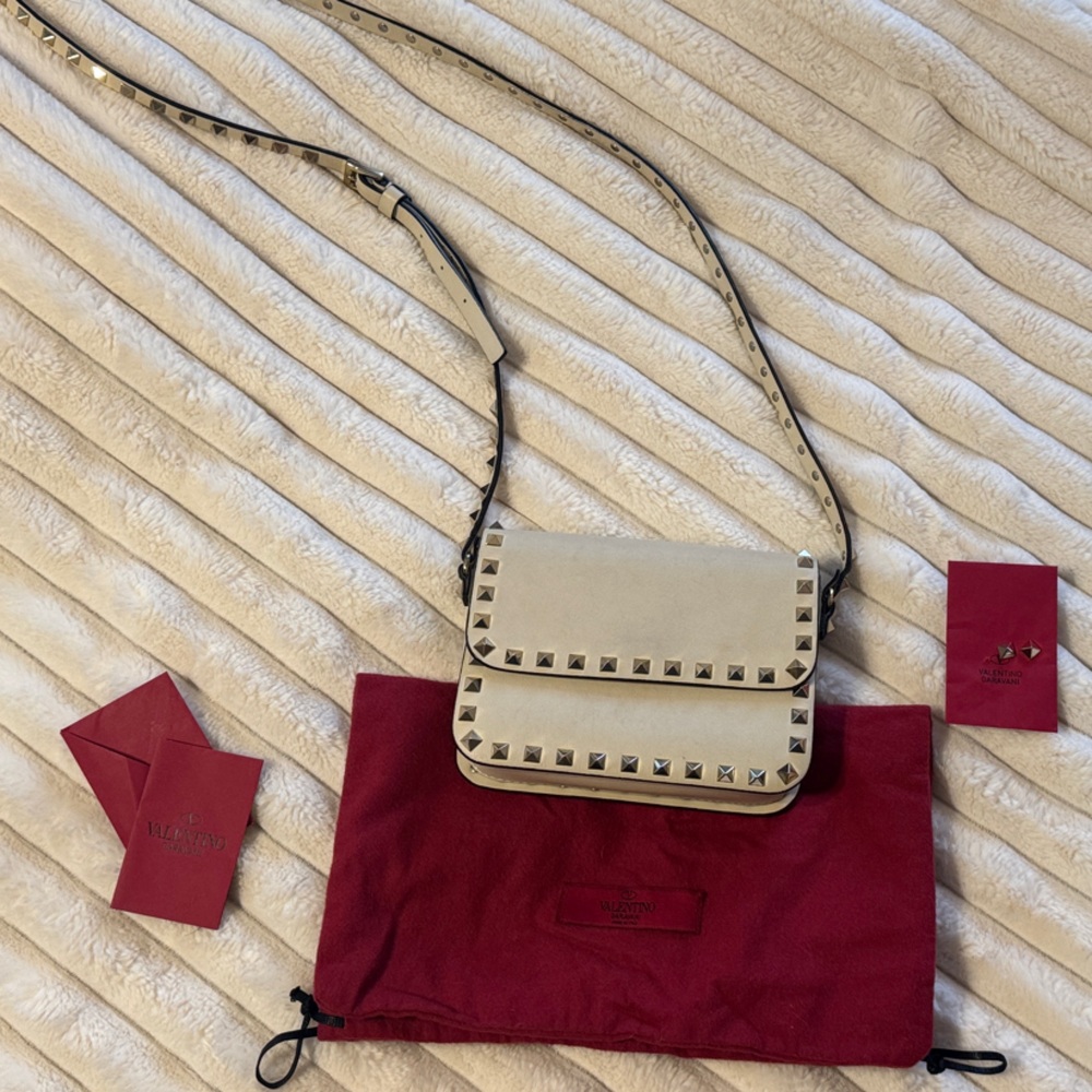 Valentino Cream Rockstud Crossbody Bag